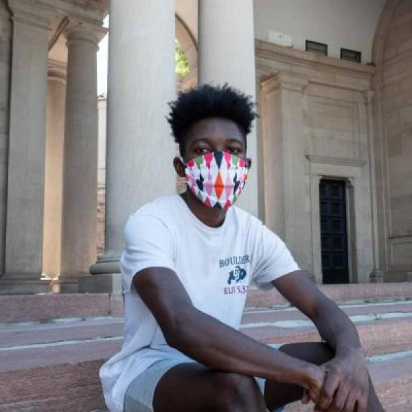 Student wearing a mask