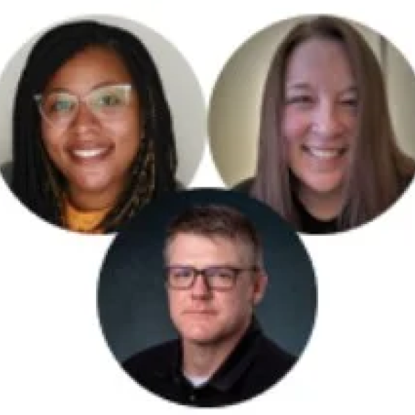 Headshots of Staff Council tri-chairs Jasimine, Karrie & Mike