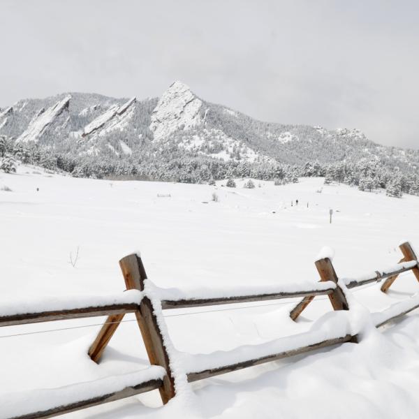 Flatirons covered with snow