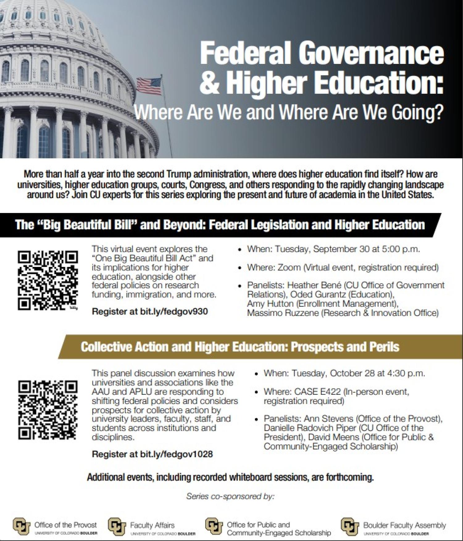 information poster for Higher Education Fall Series