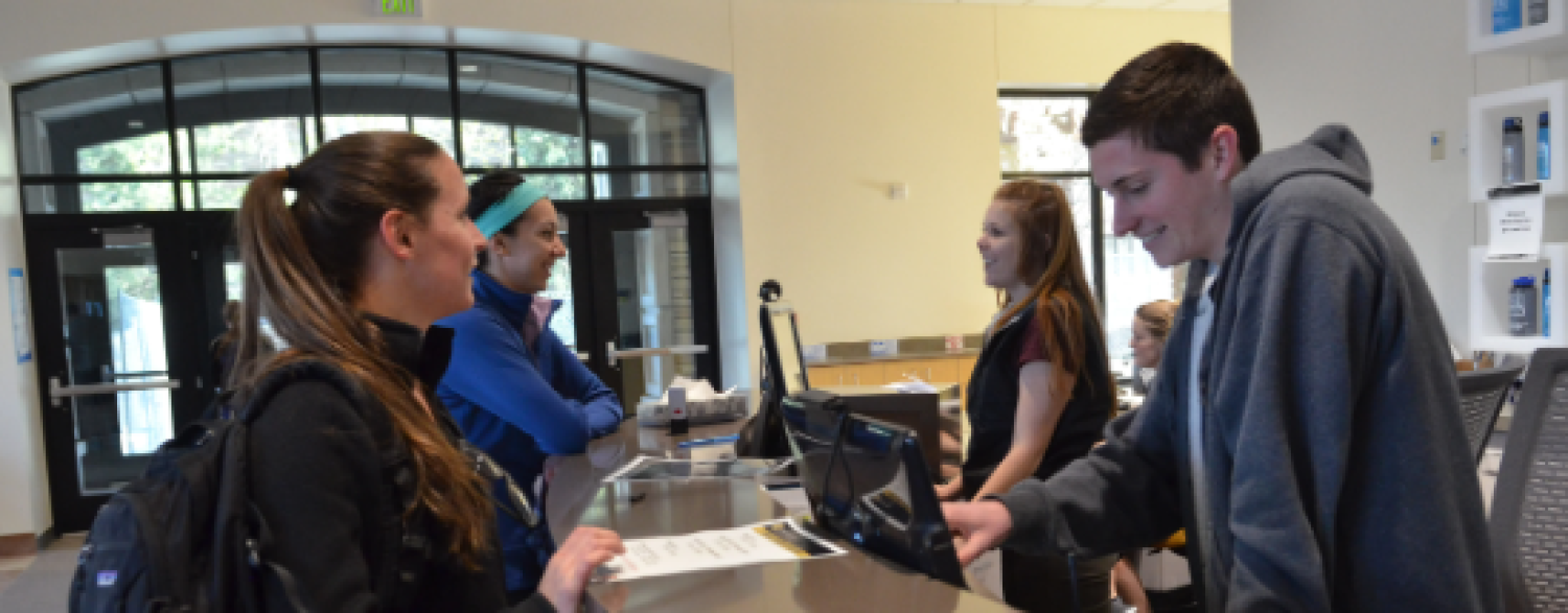 People interacting at Rec Center
