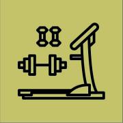 Gold background with workout equipment