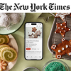 The New York Times text with picture of app on a phone surrounded by food