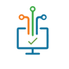 Clipart of three lines leading to a checkmark on a computer screen