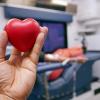 Hand holding a small heart plushie