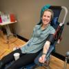 kate in donation chair