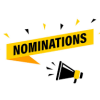 Bullhorn and banner stating "Nominations"
