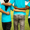 People with arms around each other