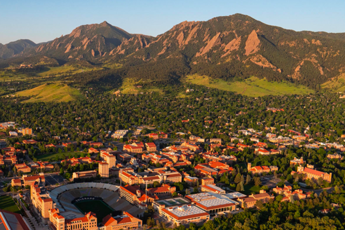 Aerial image of CU Boulder campus