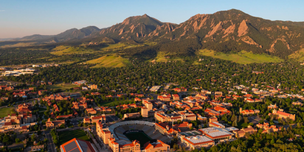 Aerial image of CU Boulder campus