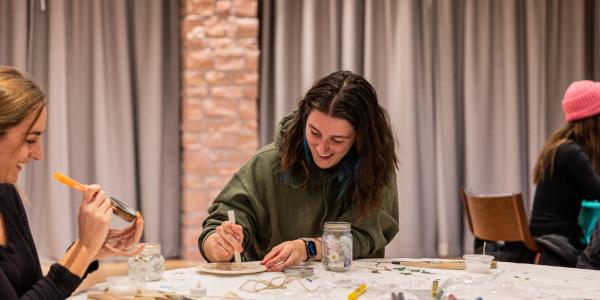 girl making pressed flowers