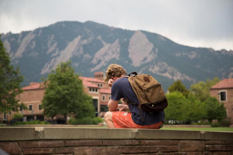 student on campus