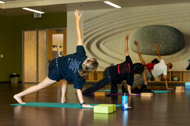 student in a yoga class