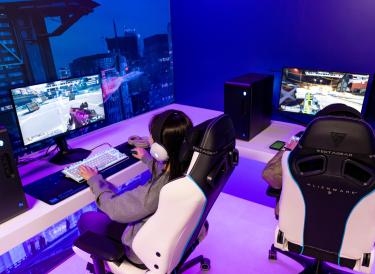 student in gaming lounge