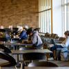students studying at tables