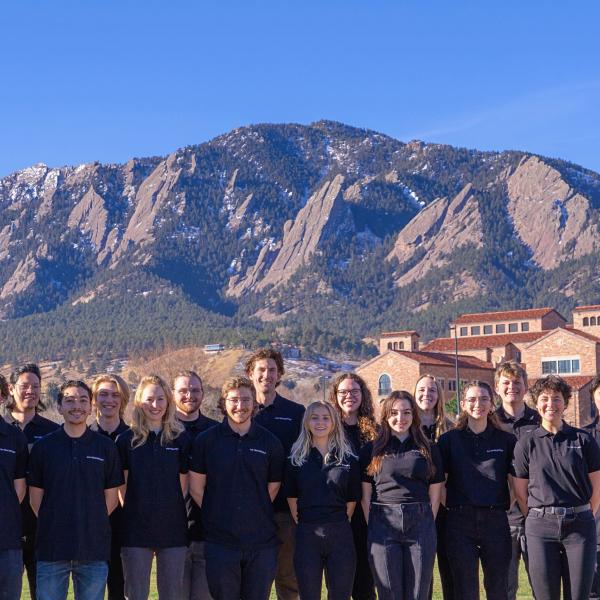 CU Wind Team standing in front of the flatirons