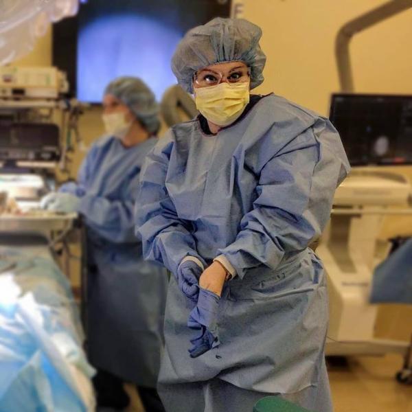 Fiona Wohlfarth in surgical gear