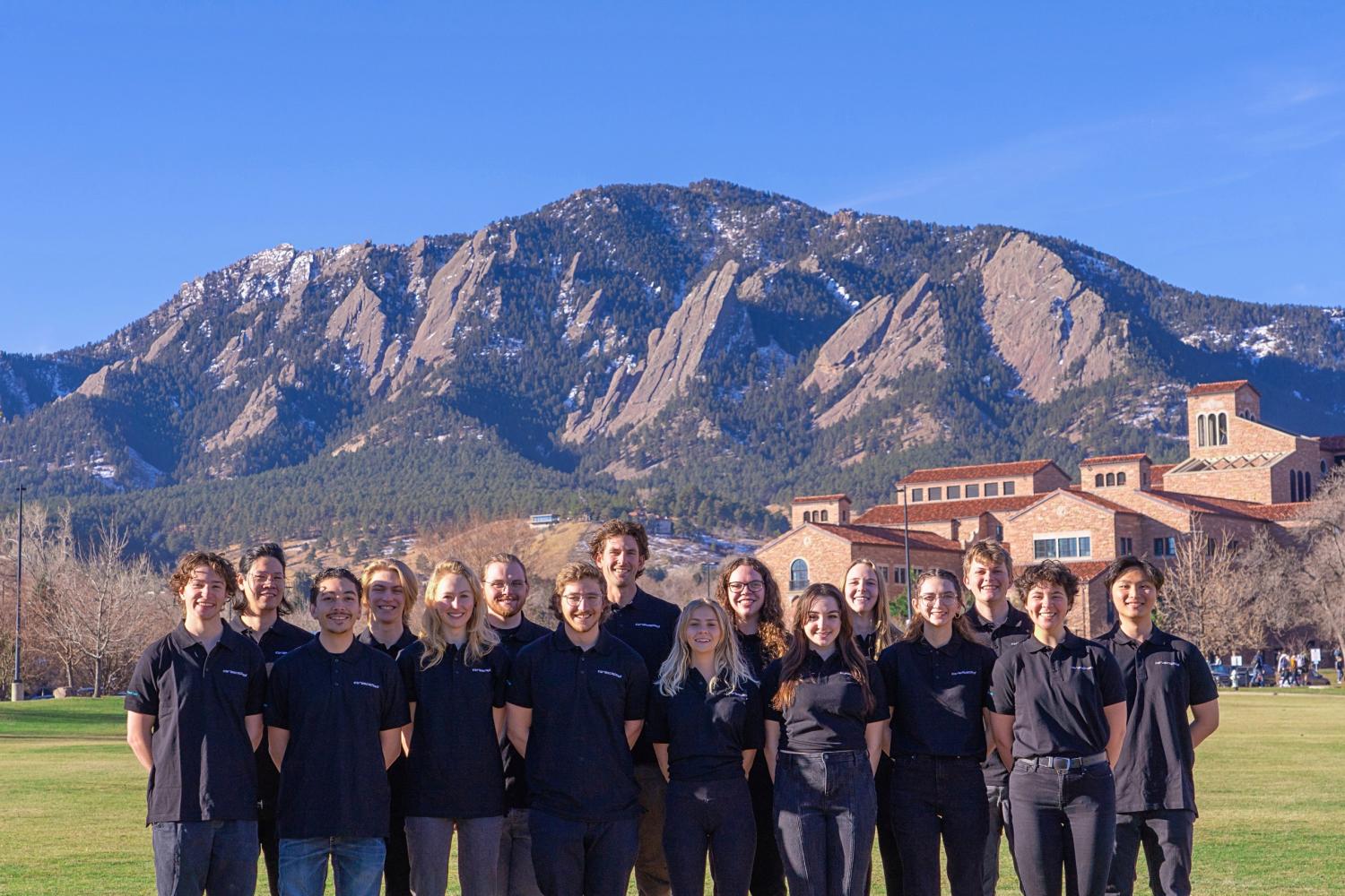 CU Wind Team standing in front of the flatirons