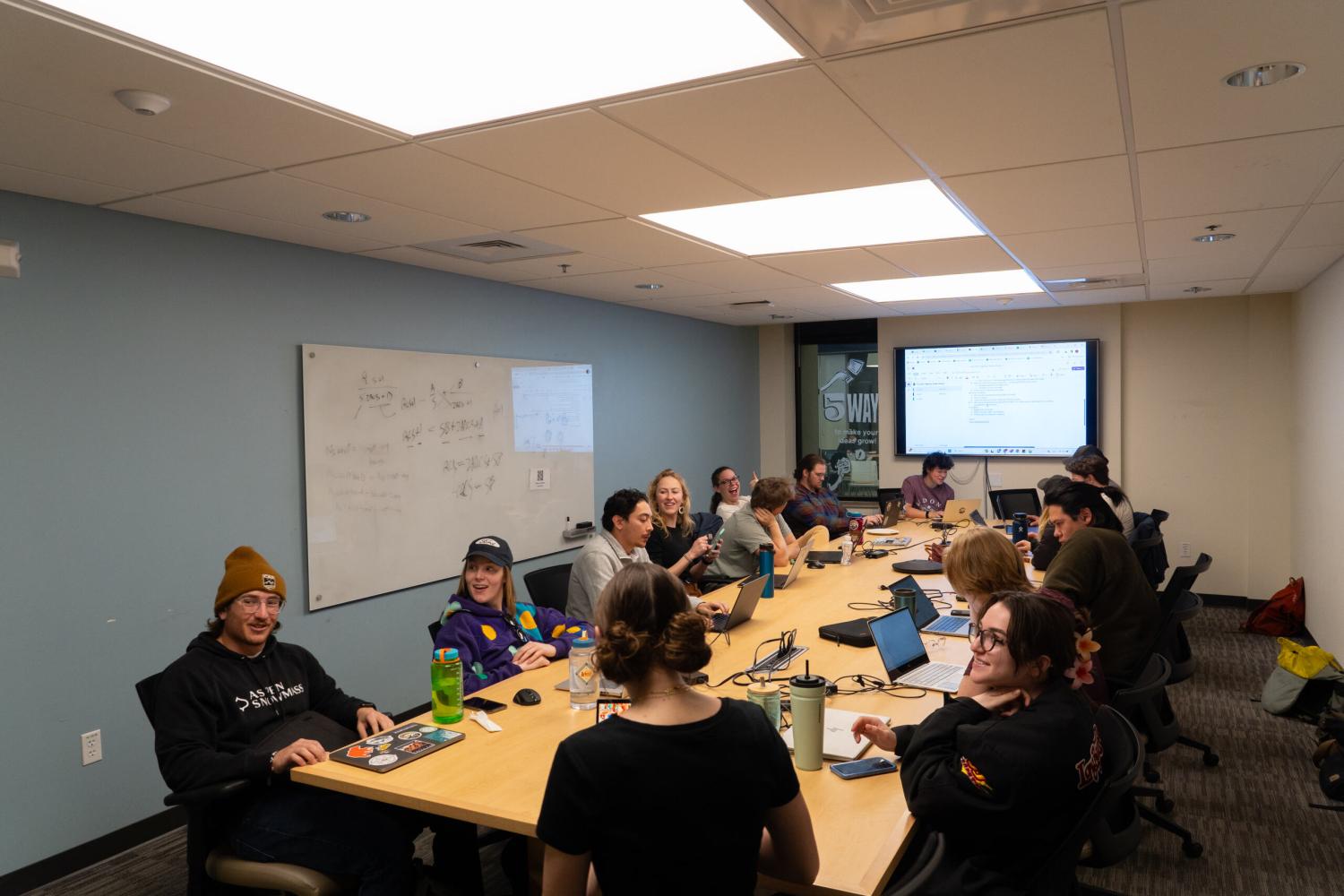 CU Wind Team in a conference room