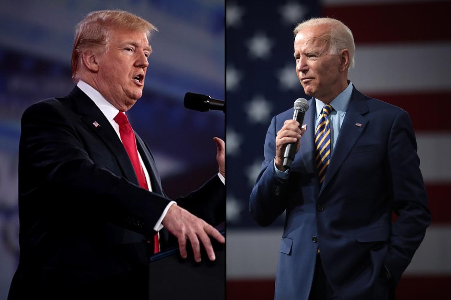 Trump and Biden giving speeches.