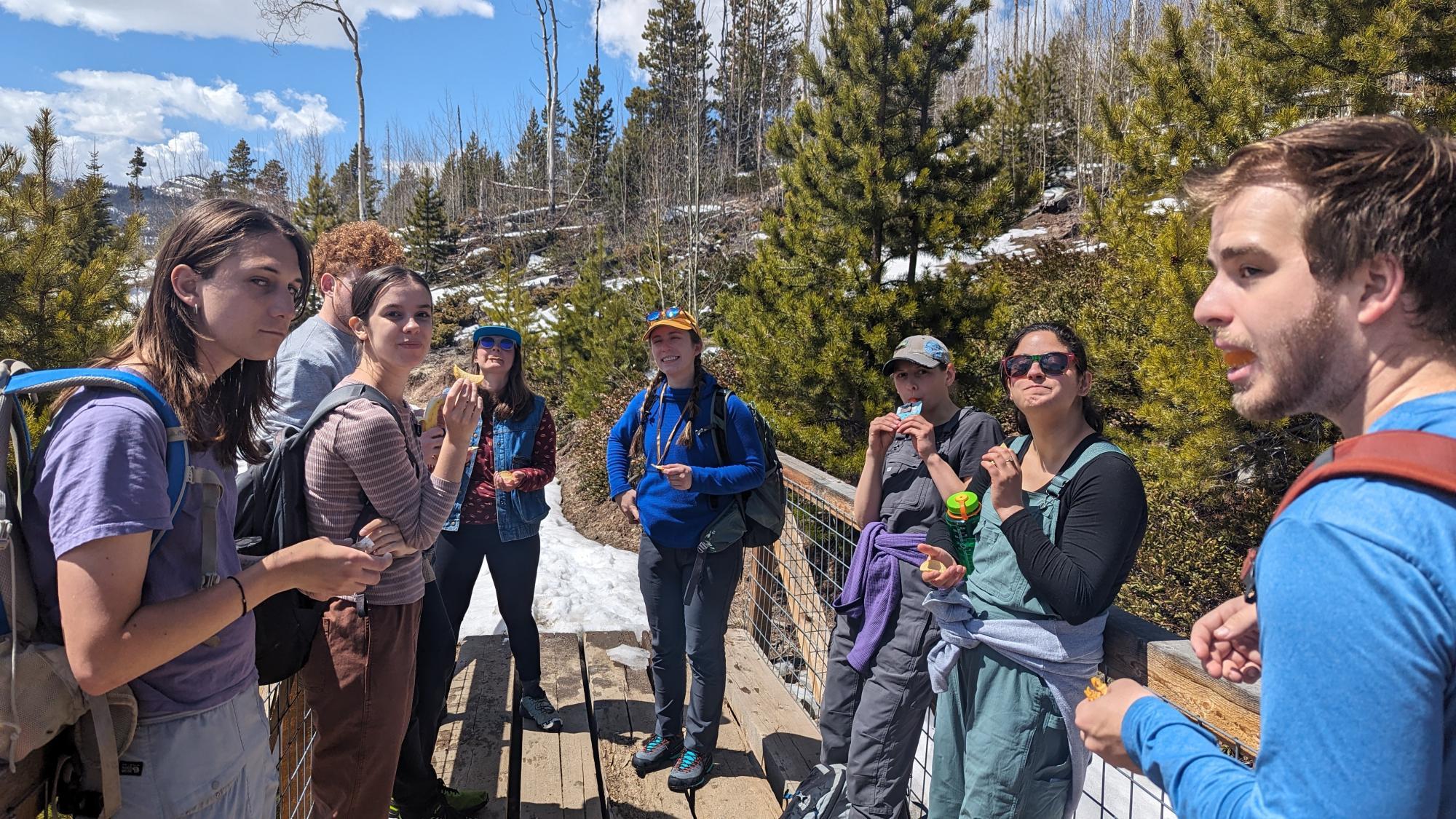 a group of people on a trail