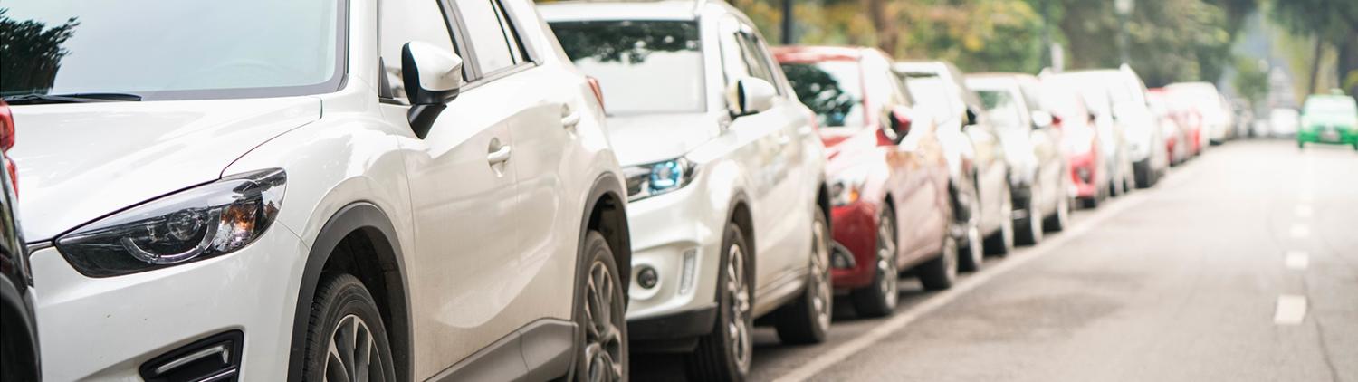 Cars lined up on a street
