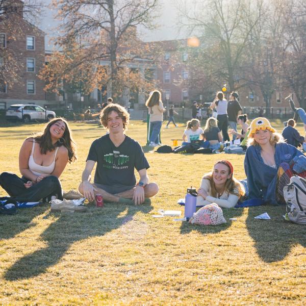 Students hanging out on Farrand Field