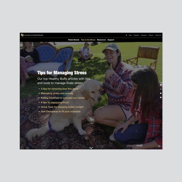 The website included tips to manage stress.