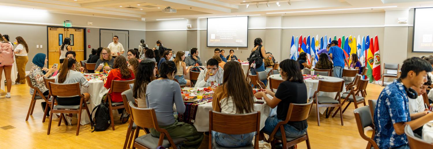 A group of students at a Latine Heritage Month kick off event