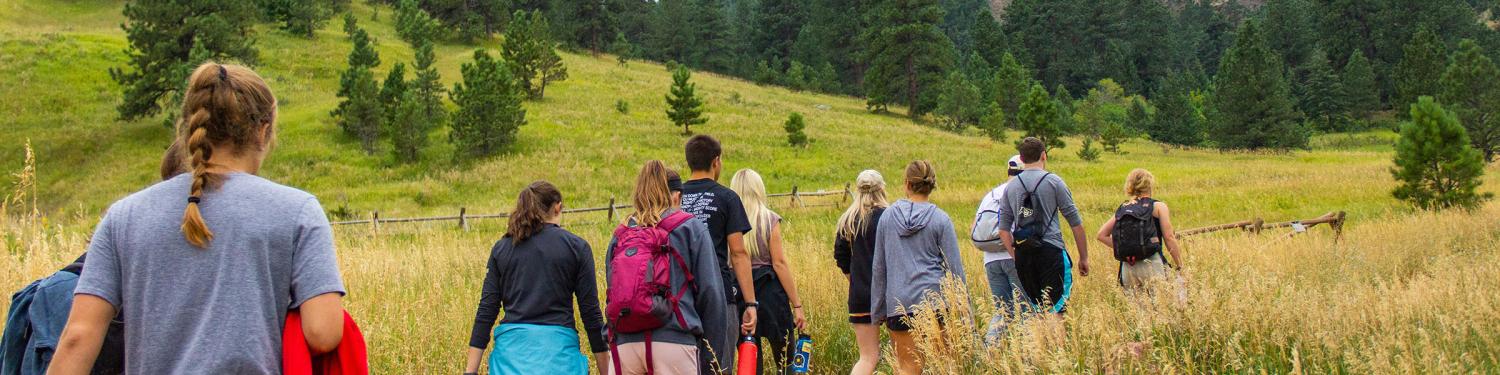 A group of students hiking at Chautauqua