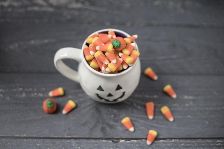 candy corn in mug