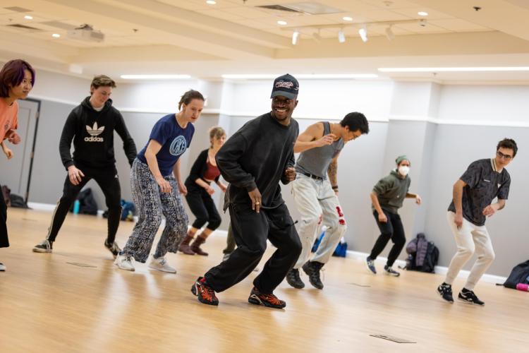 Students participate in a kongo dance class