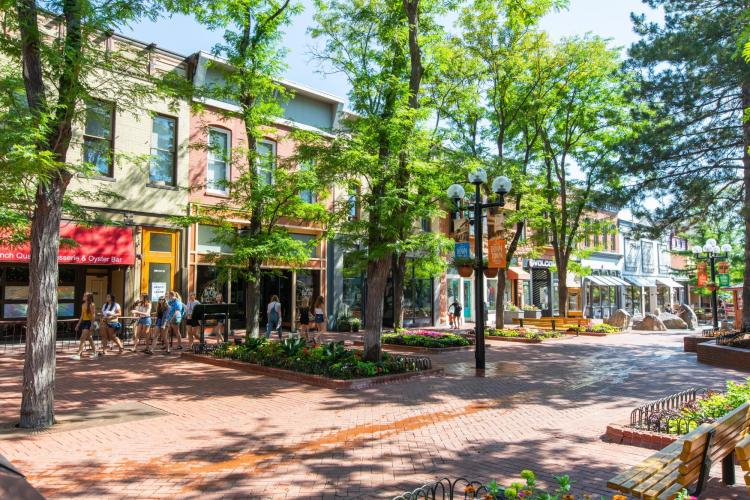 A view of shops on Pearl Street