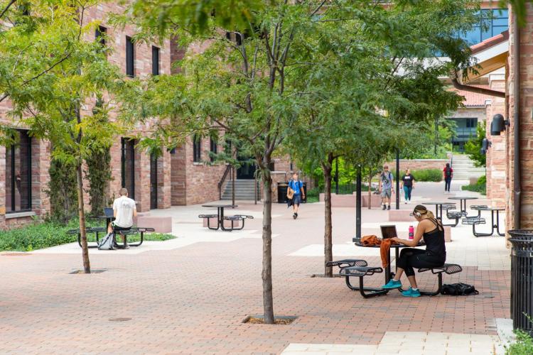 students studying outside at Kittredge