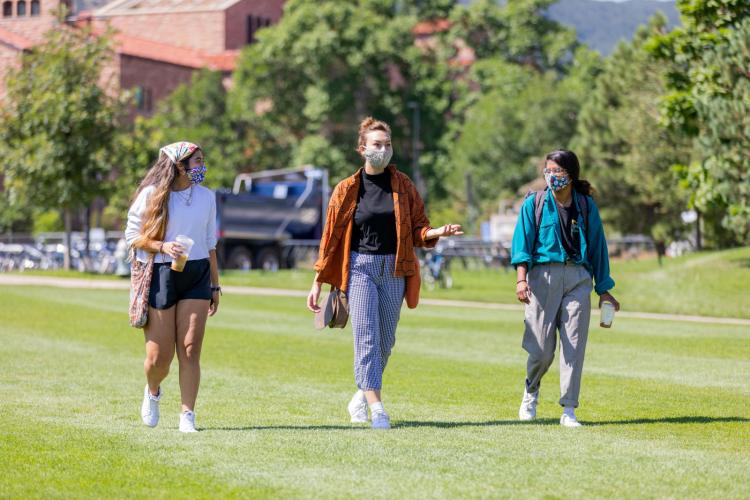 students walking on farrand field