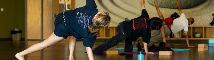 Students doing yoga