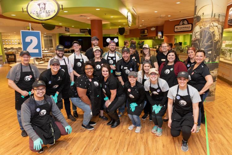 Staff volunteering at Late Night Breakfast
