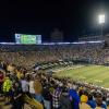 An overview of Folsom Field at a CU Buffs football game