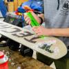 Snowboard being worked on