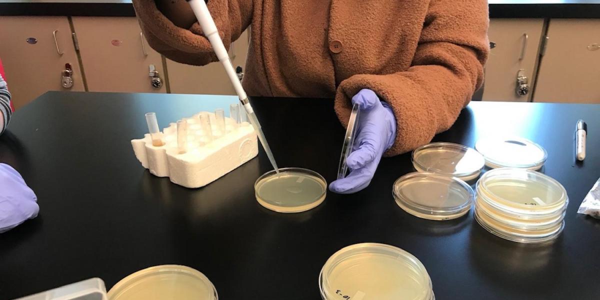 student in a lab
