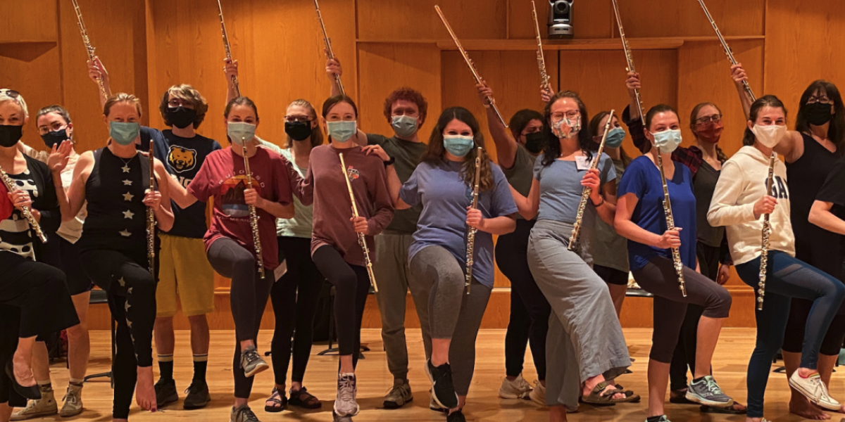 students holding flutes