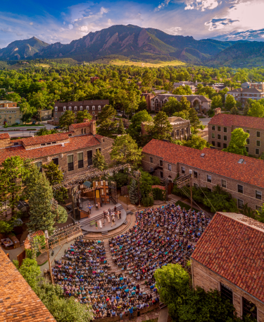 A packed audience watches a performance during the annual Colorado Shakespeare Festival