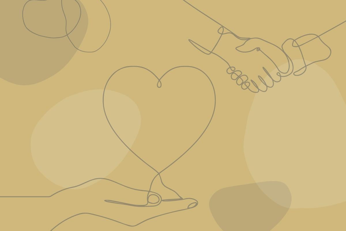 line drawing hands and a heart