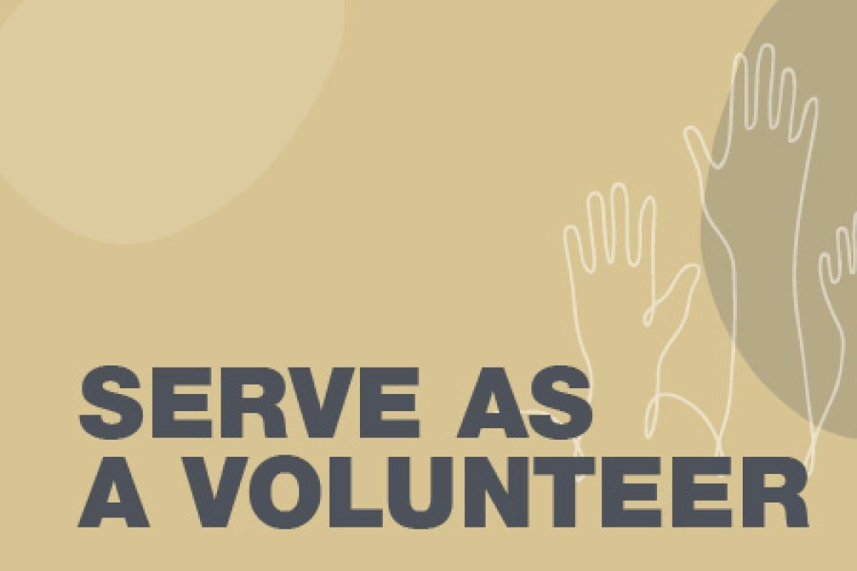 stylized text 'serve as a volunteer'