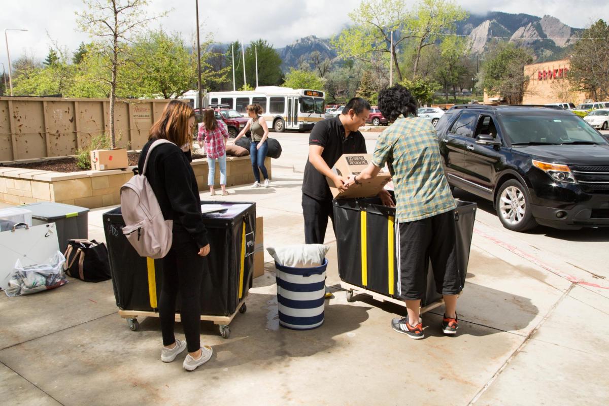 student moving out of residence halls
