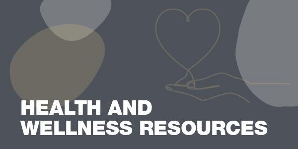 stylized text 'health and wellness'