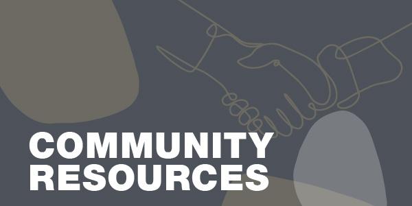 stylized text 'Community Resources'