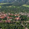Aerial shot of campus on a sunny day
