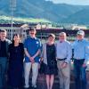 Pictured, left to right, are COO Patrick O’Rourke, Gwen Pomper, Larry Levine, Katherine Erwin, Chancellor Philip DiStefano and Provost Russell Moore.