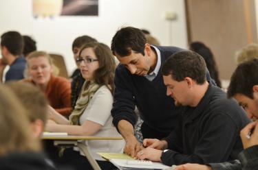 Professor helping student